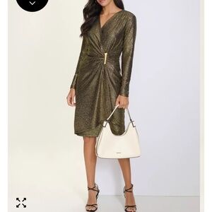 Calvin Klein Women's Gold Long Sleeve Dress